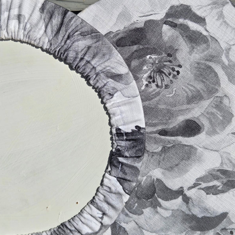 Peony Grey and White Round Placemat - Image 2